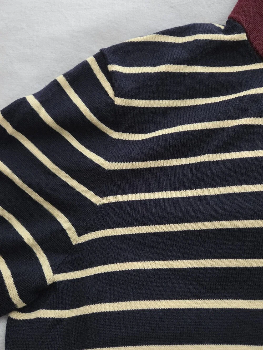 Brooks Brothers Mens Wool Half-Zip SweateR -NAVY/YELLOW STRIPES -XL
